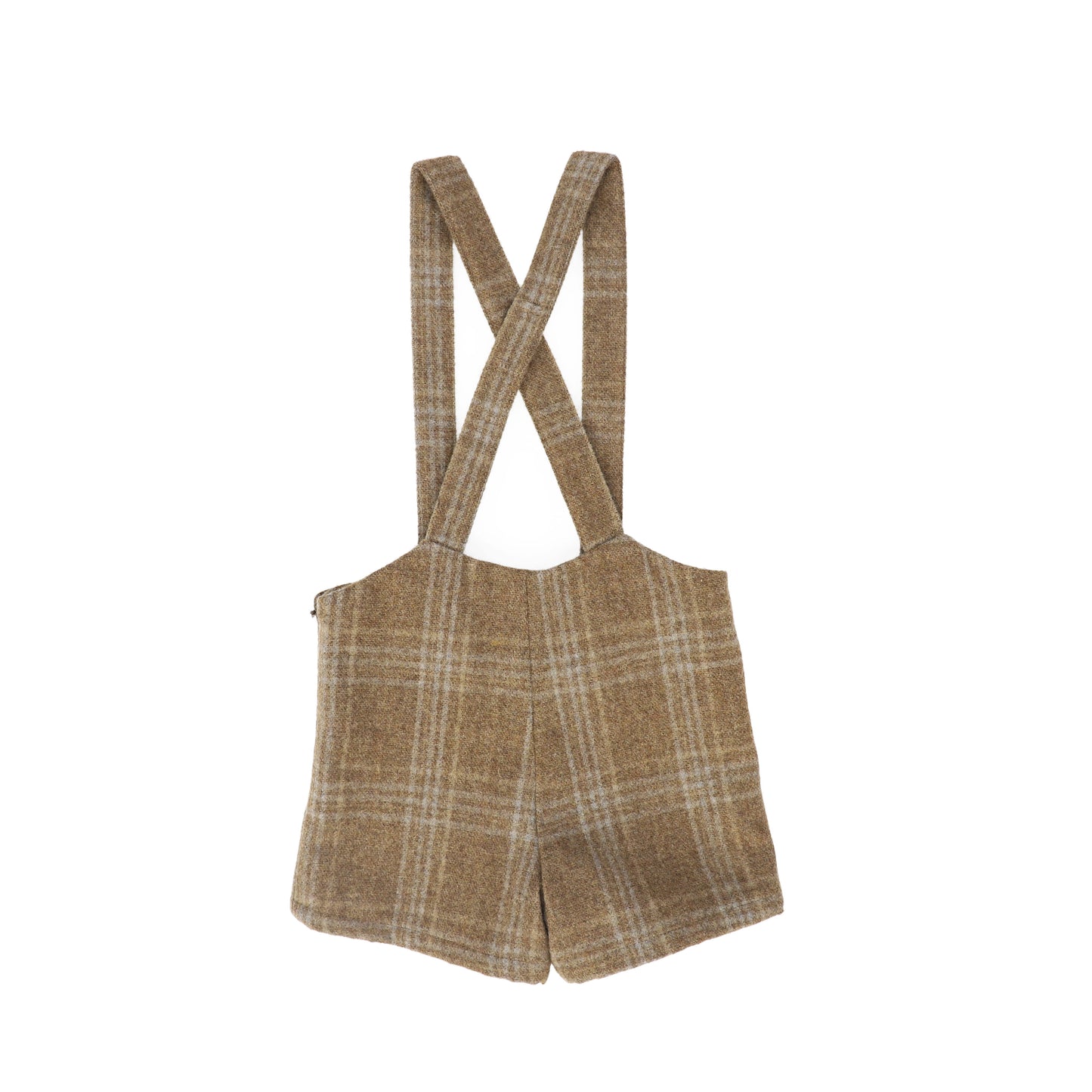 LE BOURDON CAMEL PLAID PRINT OVERALL
