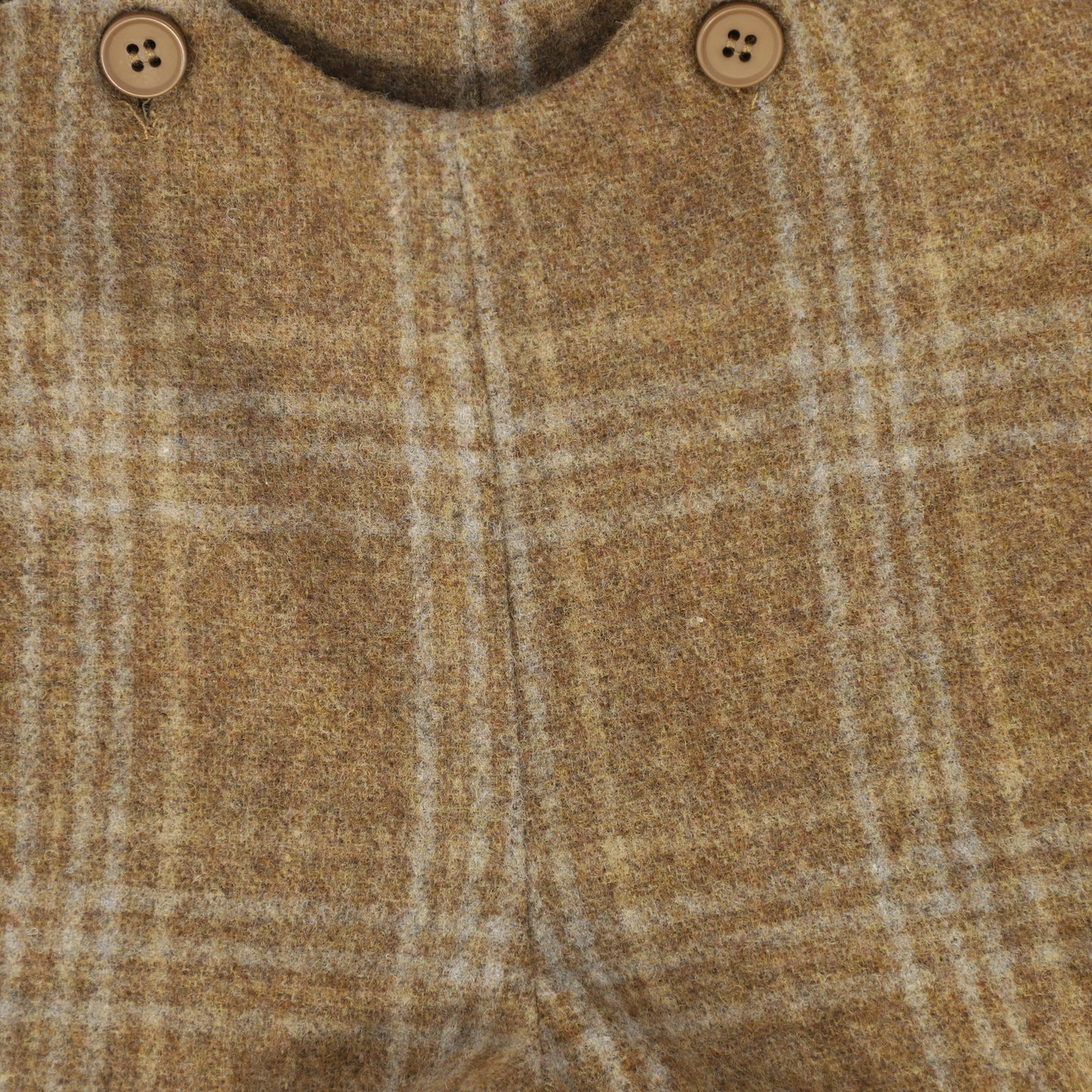 LE BOURDON CAMEL PLAID PRINT OVERALL