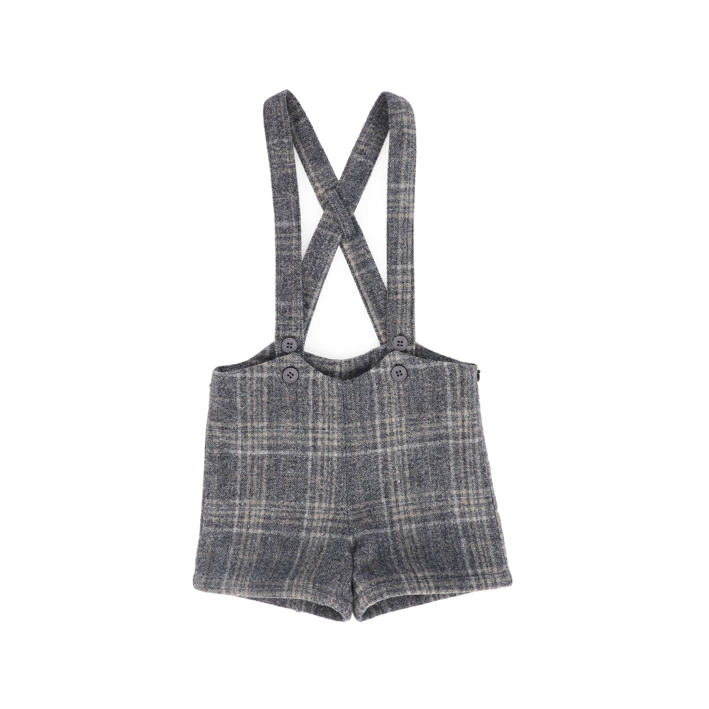 LE BOURDON GREY PLAID PRINT OVERALL
