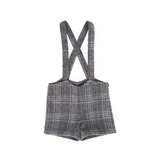 LE BOURDON GREY PLAID PRINT OVERALL