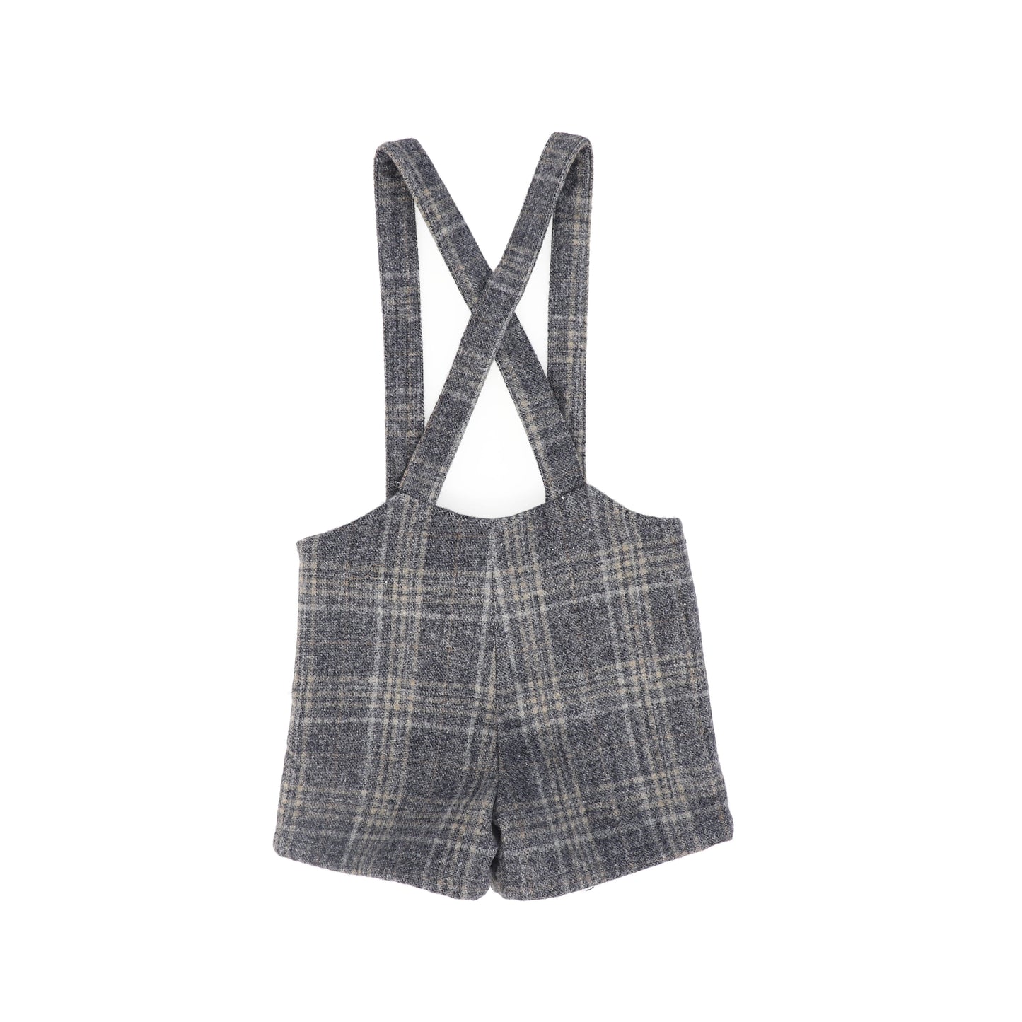 LE BOURDON GREY PLAID PRINT OVERALL