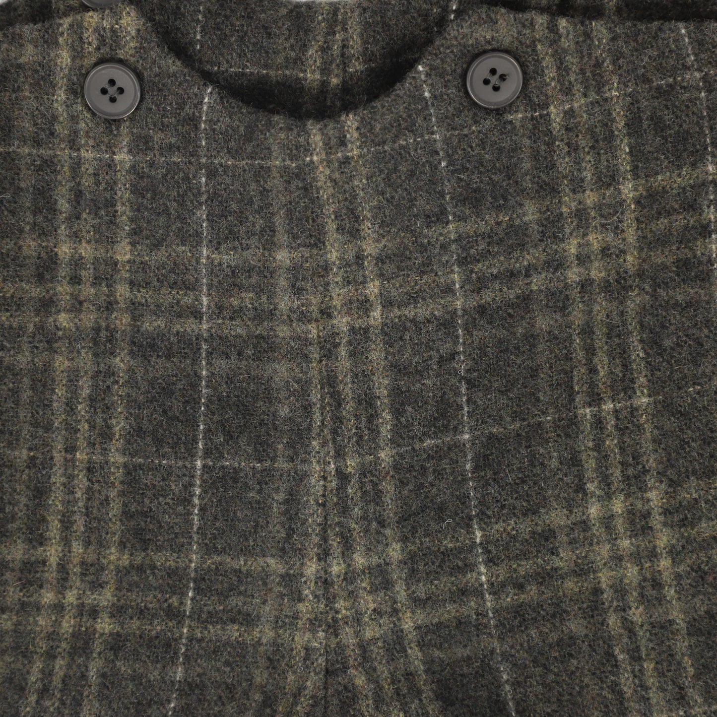 LE BOURDON OLIVE PLAID PRINT OVERALL