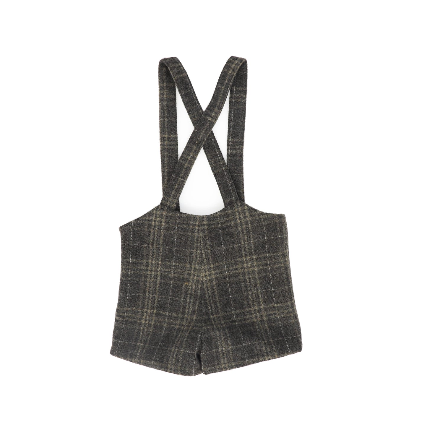 LE BOURDON OLIVE PLAID PRINT OVERALL