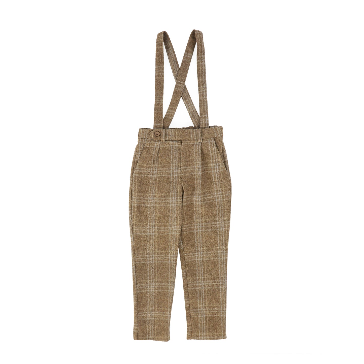 LE BOURDON CAMEL PLAID PRINT PANT