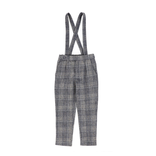 LE BOURDON GREY PLAID PRINT PANT