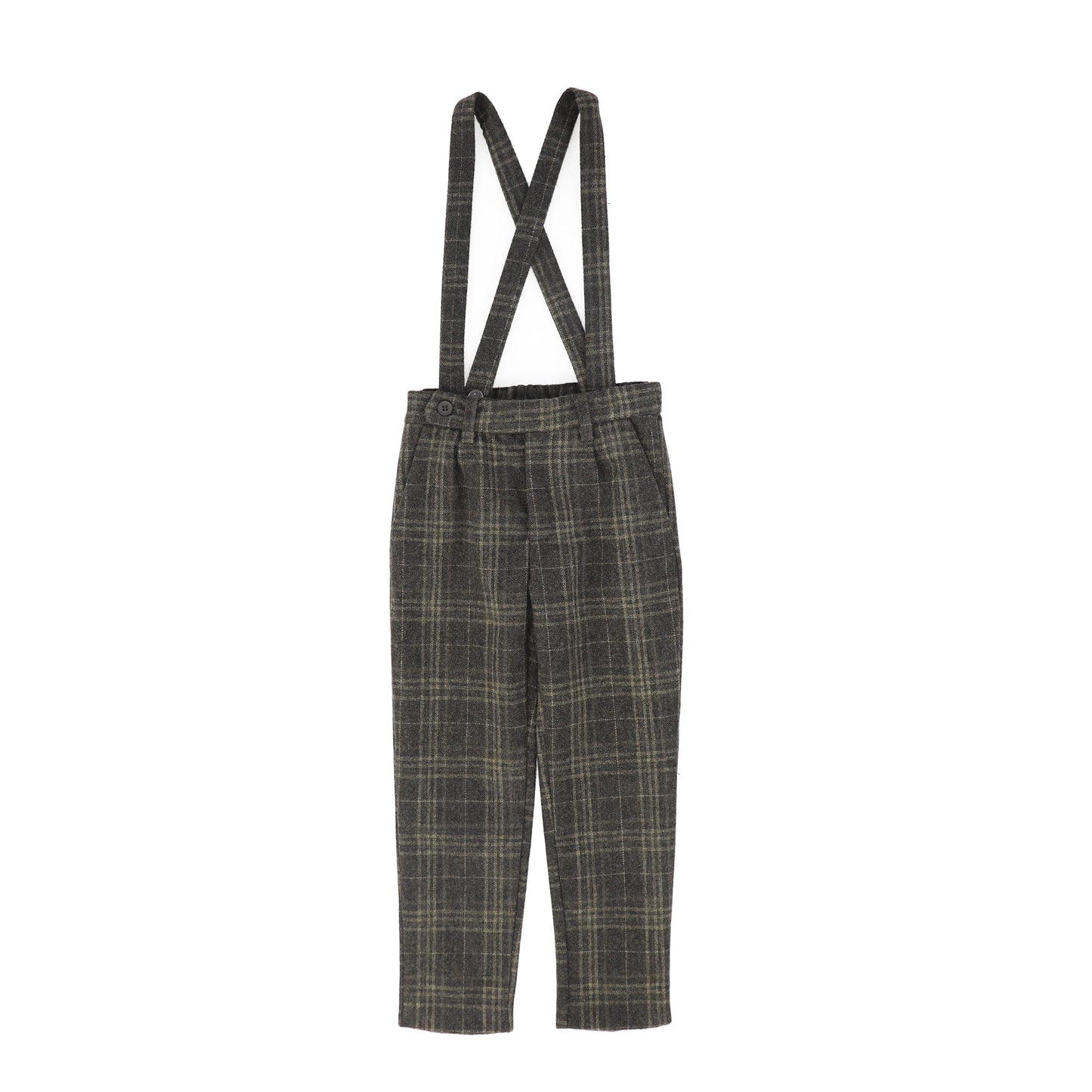 LE BOURDON OLIVE PLAID PRINT PANT