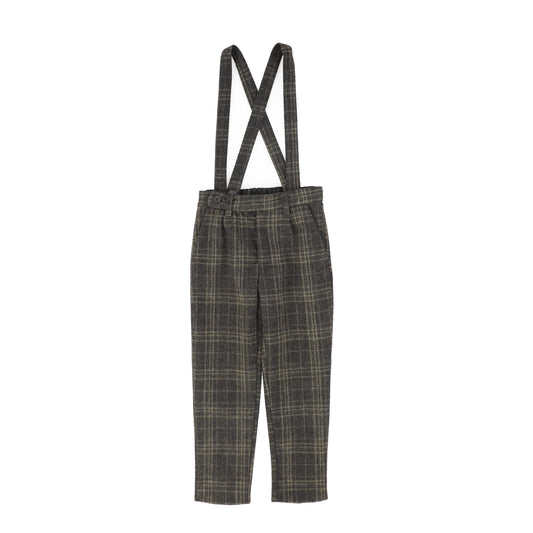 LE BOURDON OLIVE PLAID PRINT PANT