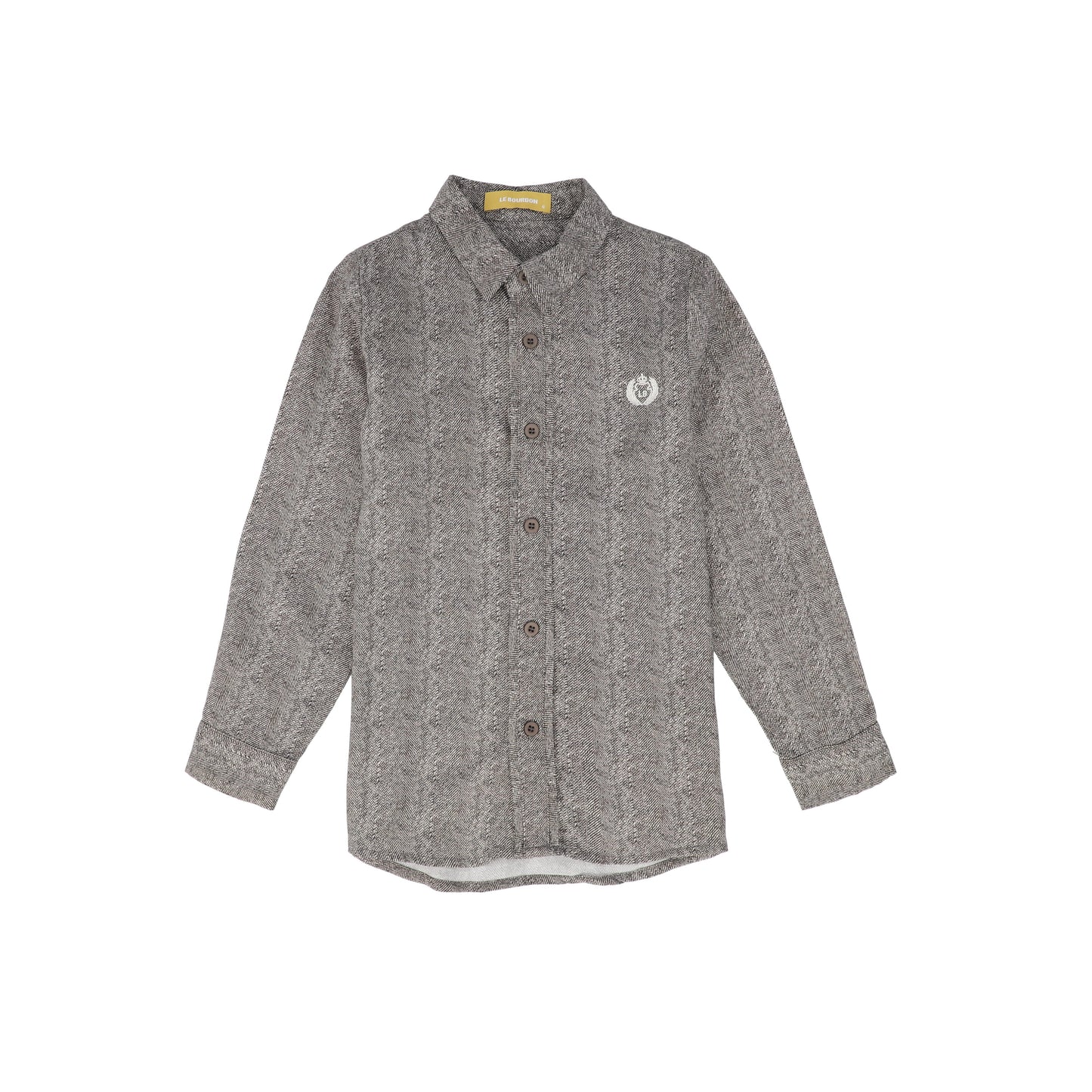 LE BOURDON BROWN PRINTED COLLAR BLOUSE