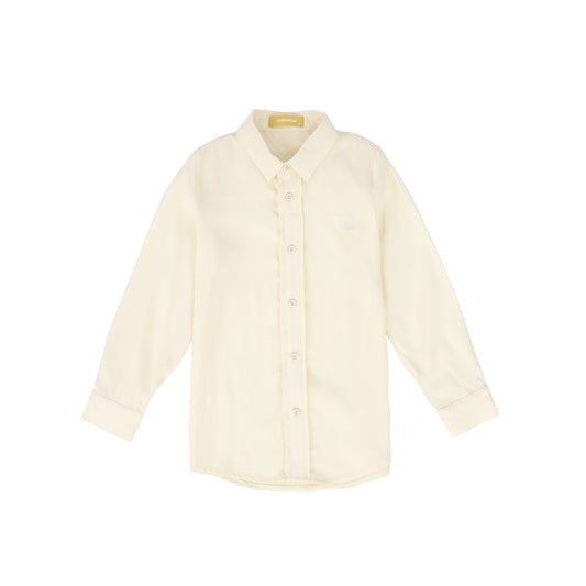 LE BOURDON IVORY PRINTED COLLAR BLOUSE