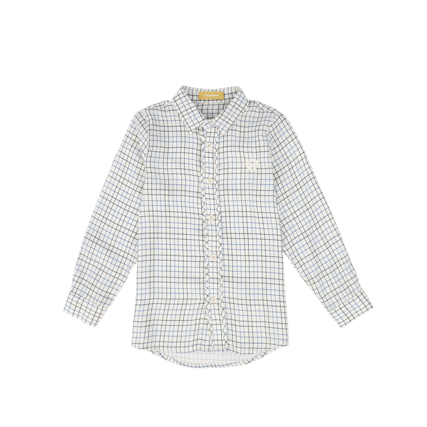 LE BOURDON WHITE/BLUE PRINTED COLLAR BLOUSE