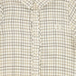 LE BOURDON WHITE/BROWN PRINTED COLLAR BLOUSE