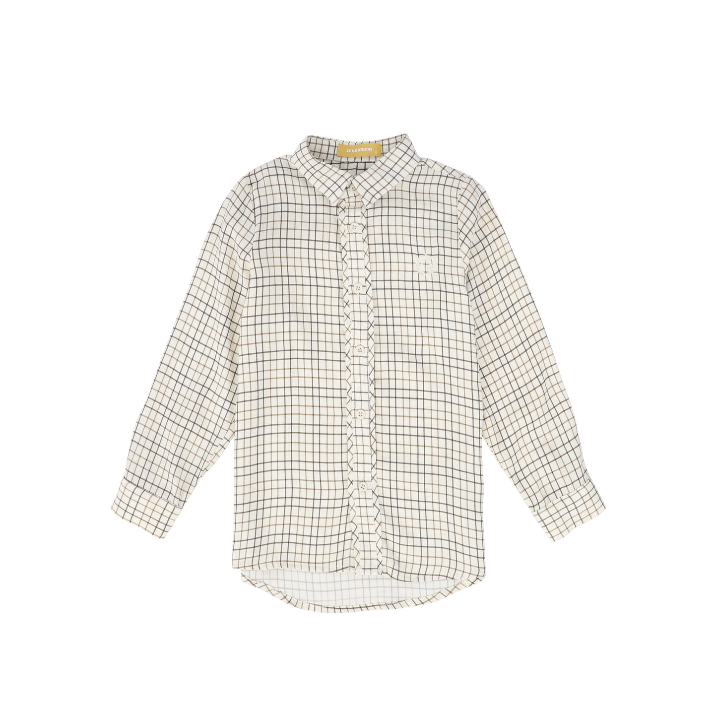 LE BOURDON WHITE/BROWN PRINTED COLLAR BLOUSE