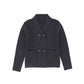 BAMBOO GREY WIDE RIBBED KNIT DOUBLE BREASTED CARDIGAN