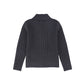 BAMBOO GREY WIDE RIBBED KNIT DOUBLE BREASTED CARDIGAN