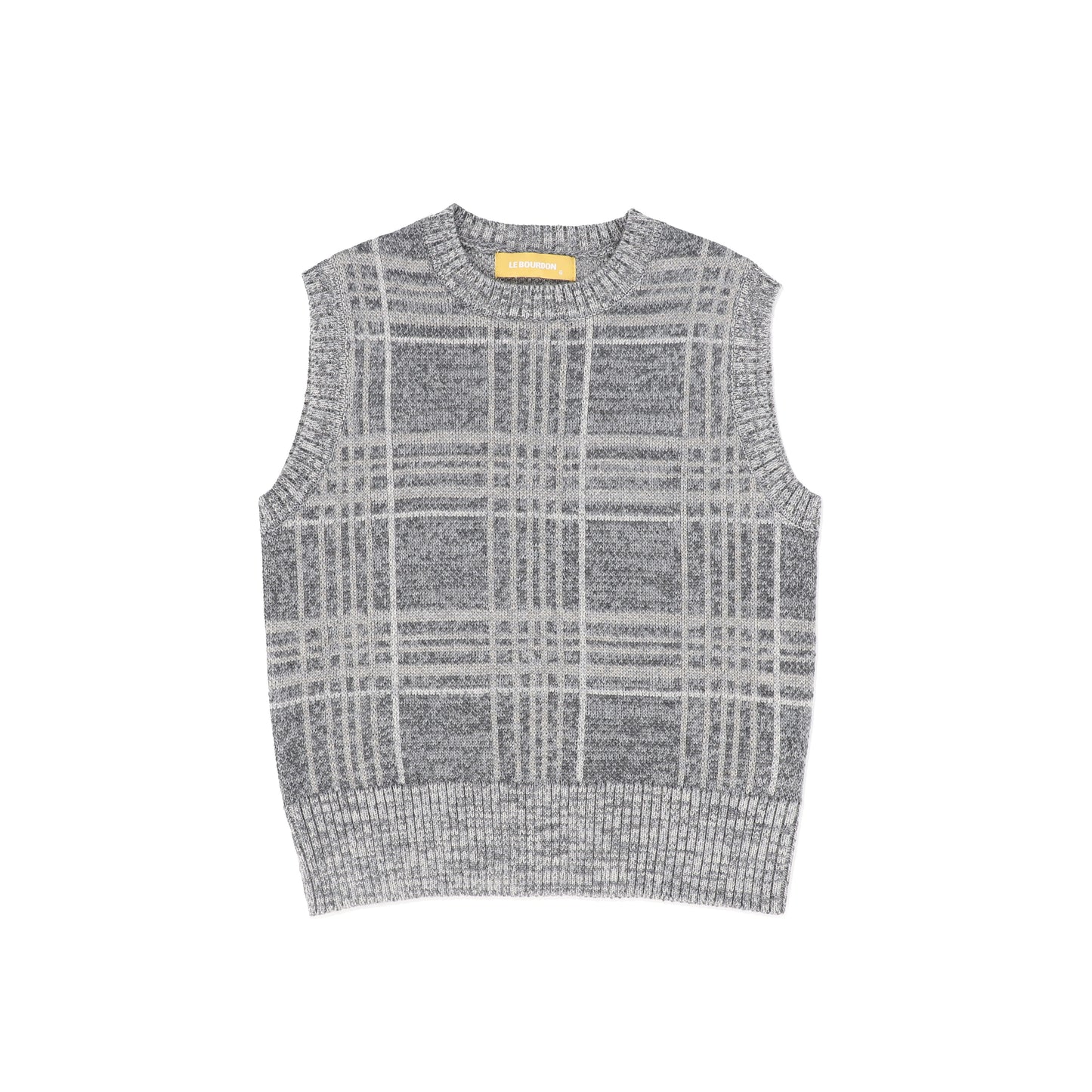 LE BOURDON GREY PLAID CREWNECK VEST