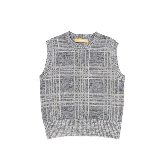 LE BOURDON GREY PLAID CREWNECK VEST
