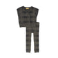 LE BOURDON OLIVE PLAID KNIT VEST SET