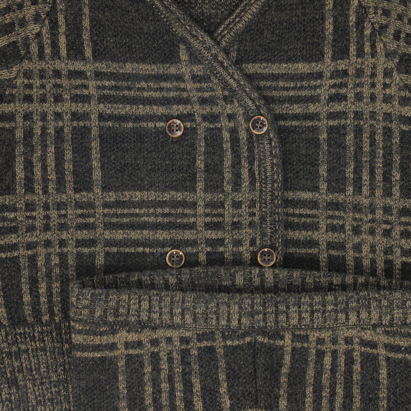 LE BOURDON OLIVE PLAID KNIT VEST SET