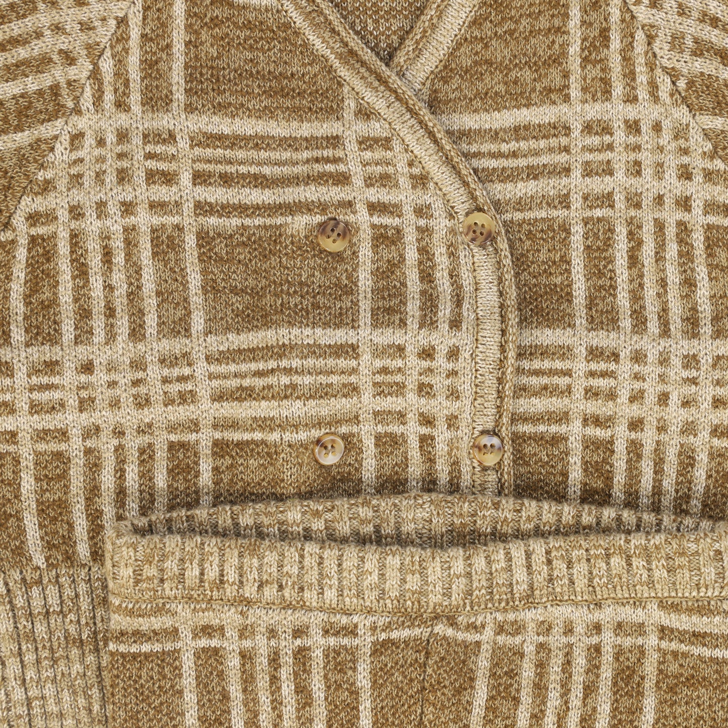 LE BOURDON CAMEL PLAID KNIT VEST SET