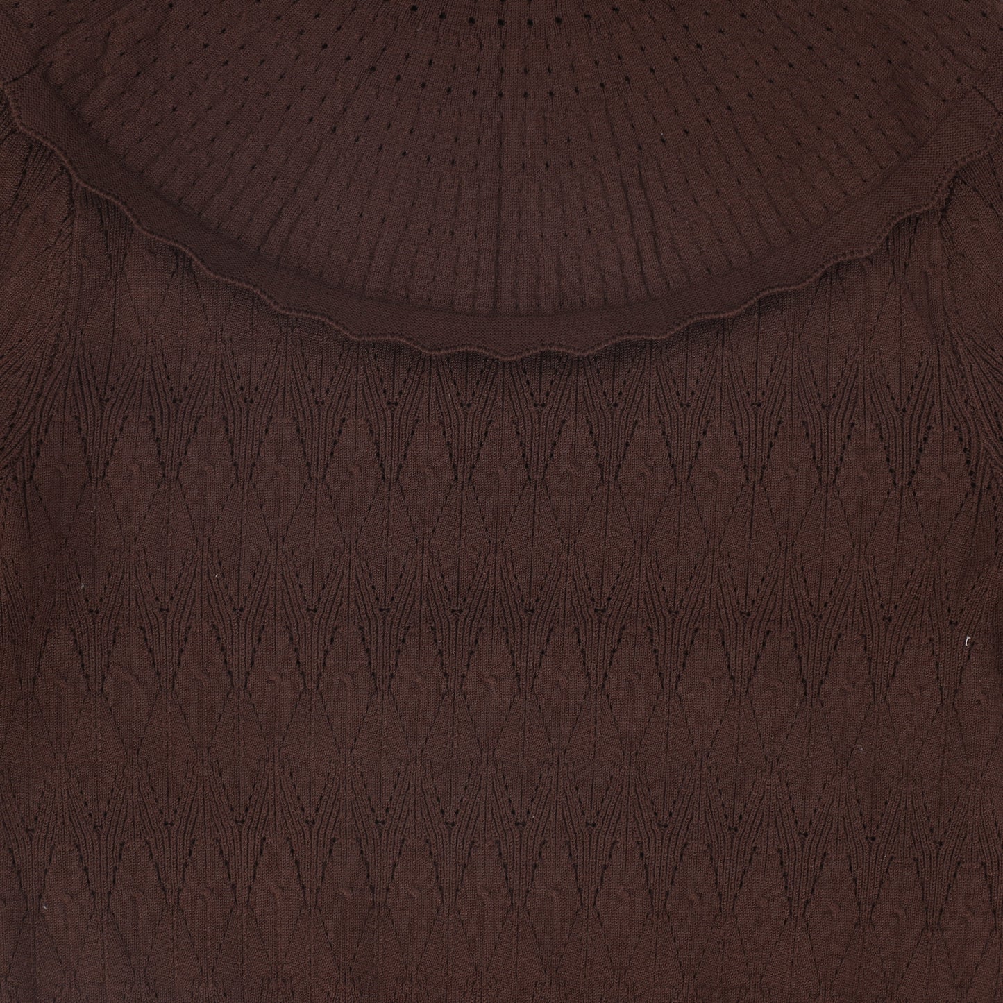 VALENTINA BROWN POINTELLE KNIT CAPE SWEATER