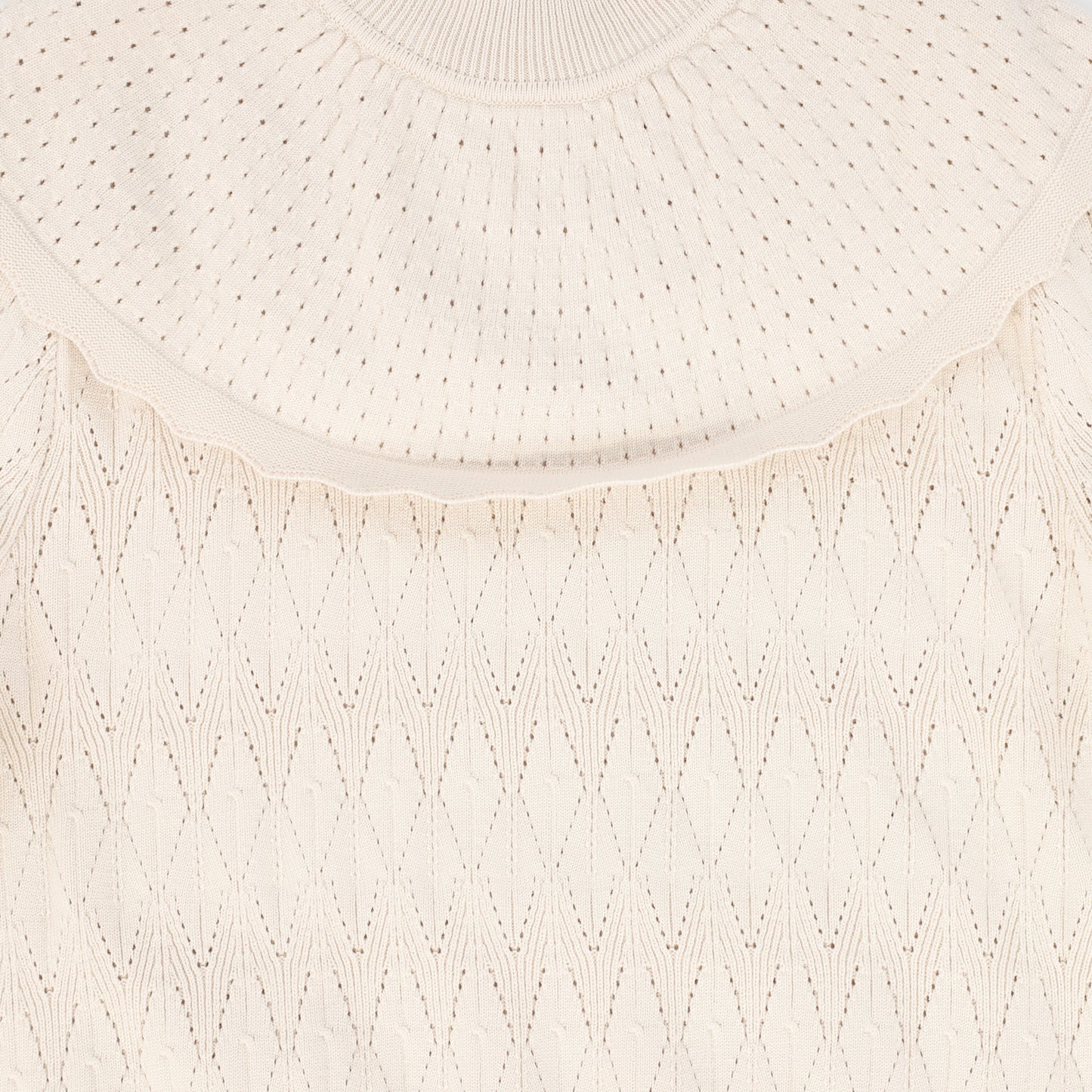 VALENTINA CREAM POINTELLE KNIT CAPE SWEATER