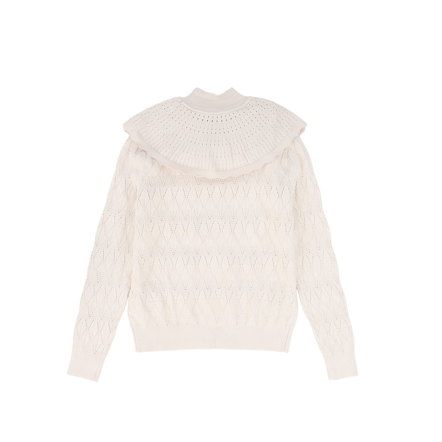 VALENTINA CREAM POINTELLE KNIT CAPE SWEATER