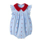 LIMONANA LIGHT BLUE/RED CROCHET COLLAR ROMPER