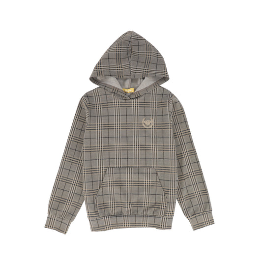 LE BOURDON BROWN PLAID PRINT SWEATSHIRT