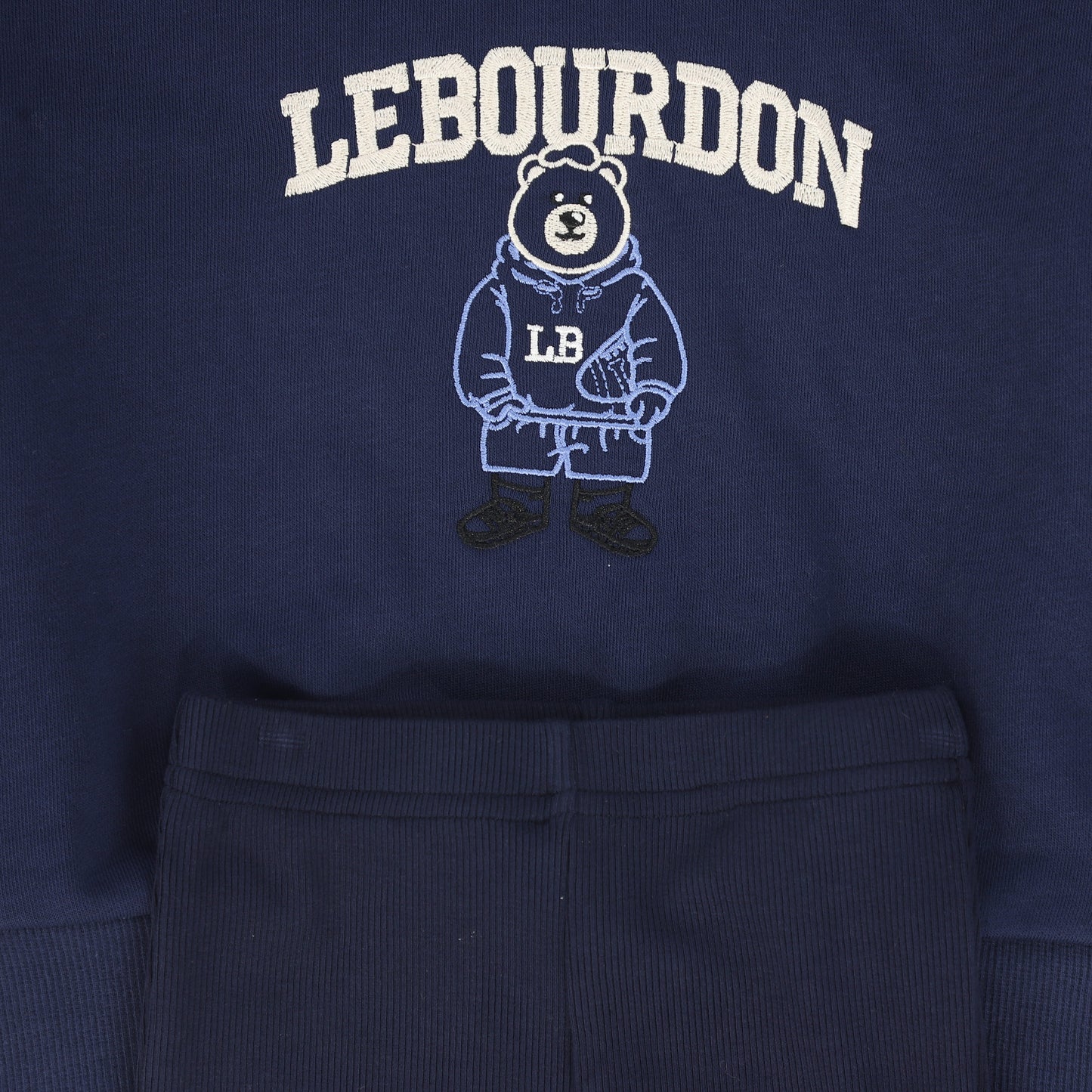LE BOURDON NAVY TEDDY EMBROIDERED SWEATSHIRT SET