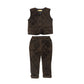 LE BOURDON BROWN QUILTED CORDUROY VEST SET