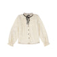 FRANCESCA GUILIANO CREAM VELVET POLKA DOT BLOUSE
