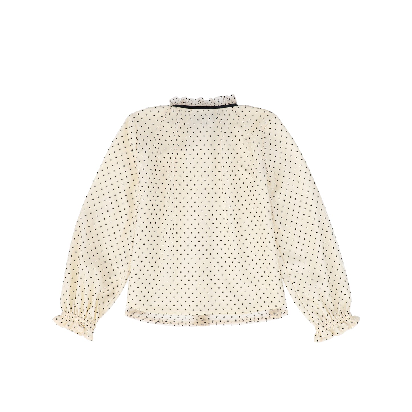 FRANCESCA GUILIANO CREAM VELVET POLKA DOT BLOUSE