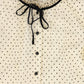 FRANCESCA GUILIANO CREAM VELVET POLKA DOT BLOUSE