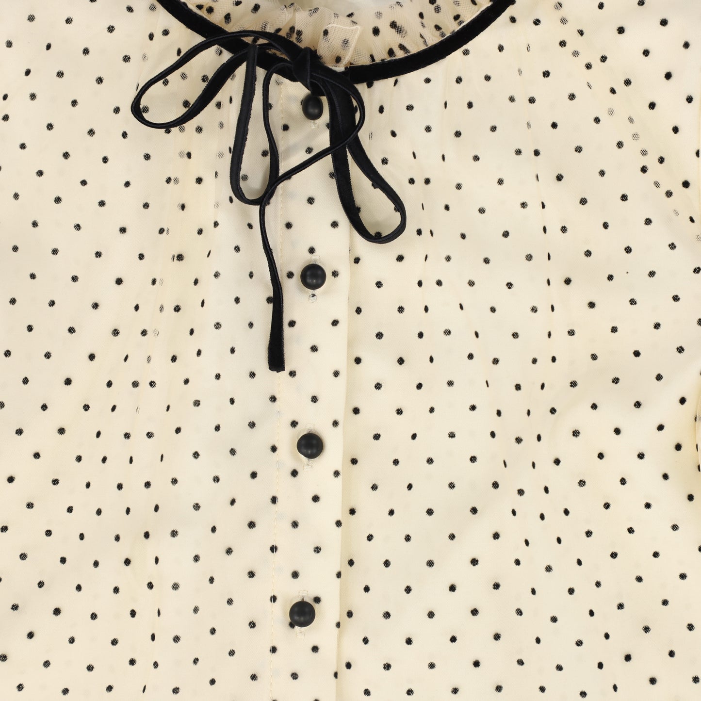 FRANCESCA GUILIANO CREAM VELVET POLKA DOT BLOUSE