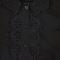 VALENTINA BLACK VELVET RIBBON EYELET DRESS