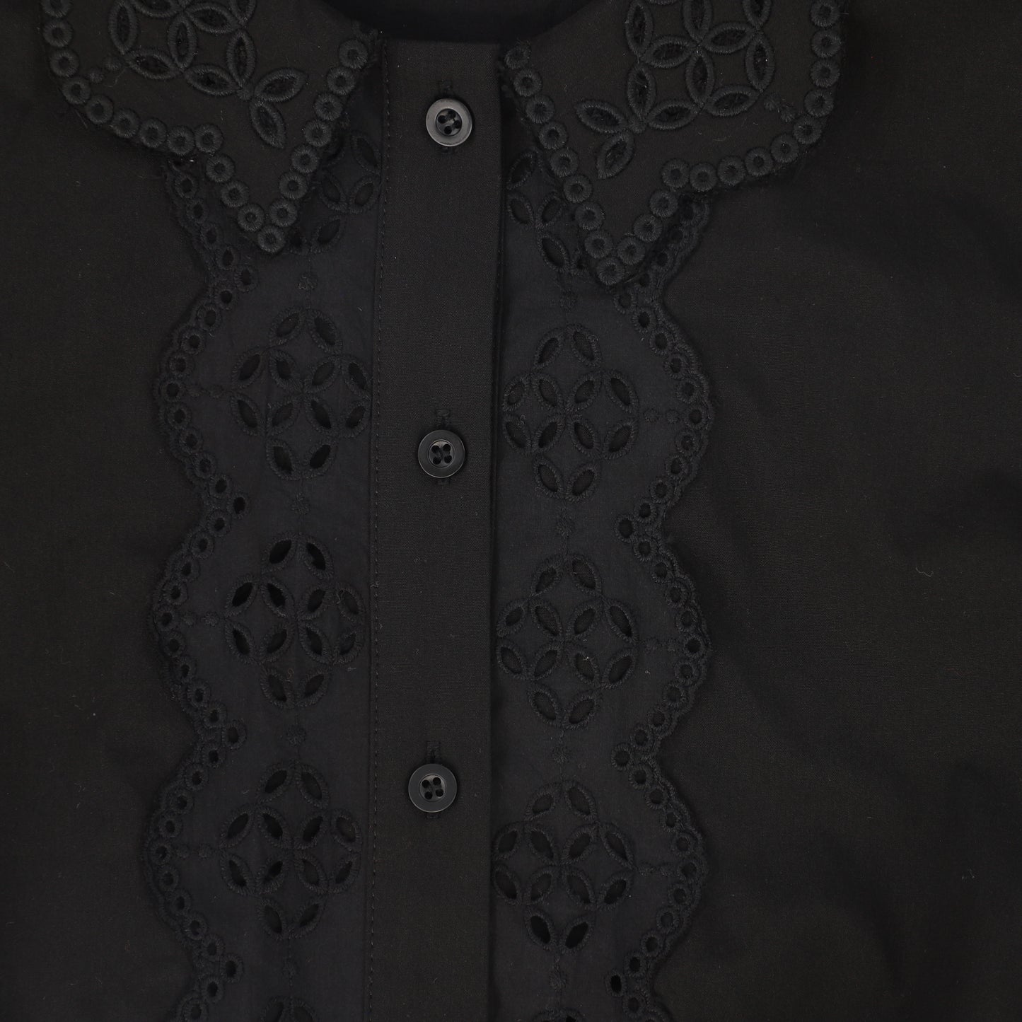 VALENTINA BLACK VELVET RIBBON EYELET DRESS