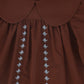 BACE COLLECTION BURGUNDY EMBROIDERED COLLAR DRESS