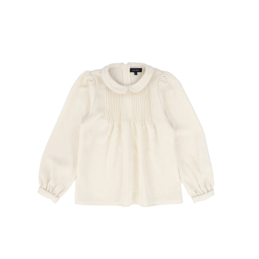 BAMBOO BEIGE PLEAT PETER PAN COLLAR BLOUSE