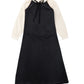 BACE COLLECTION BLACK/IVORY PUFF SLEEVE VELVET TRIM MAXI DRESS