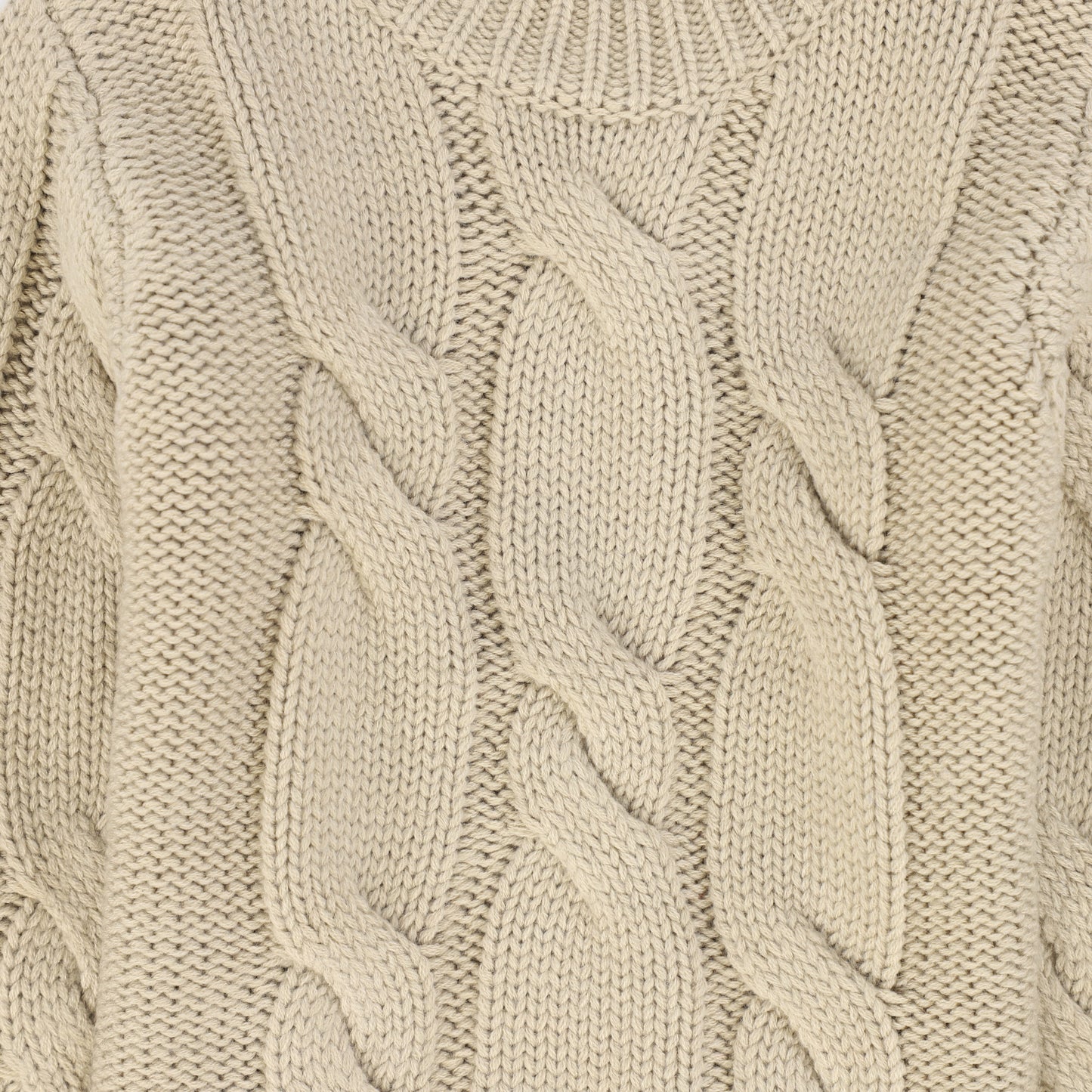 LE BOURDON BEIGE CABLE KNIT CHUNKY SWEATER