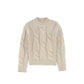 LE BOURDON BEIGE CABLE KNIT CHUNKY SWEATER