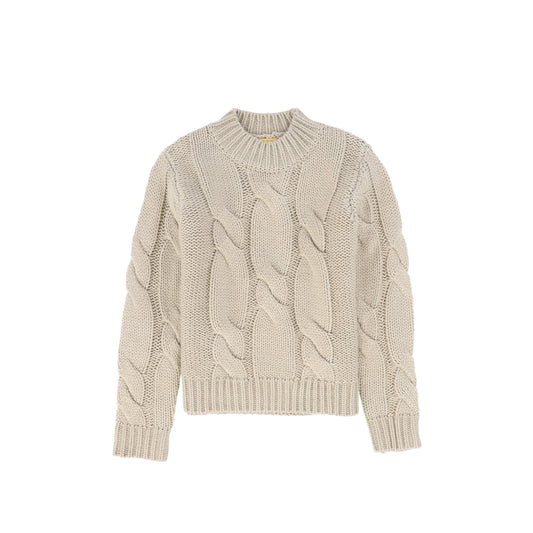 LE BOURDON BEIGE CABLE KNIT CHUNKY SWEATER