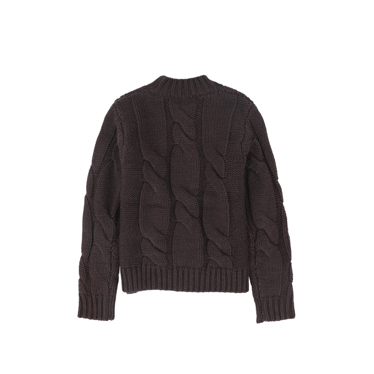 LE BOURDON BROWN CABLE KNIT CHUNKY SWEATER
