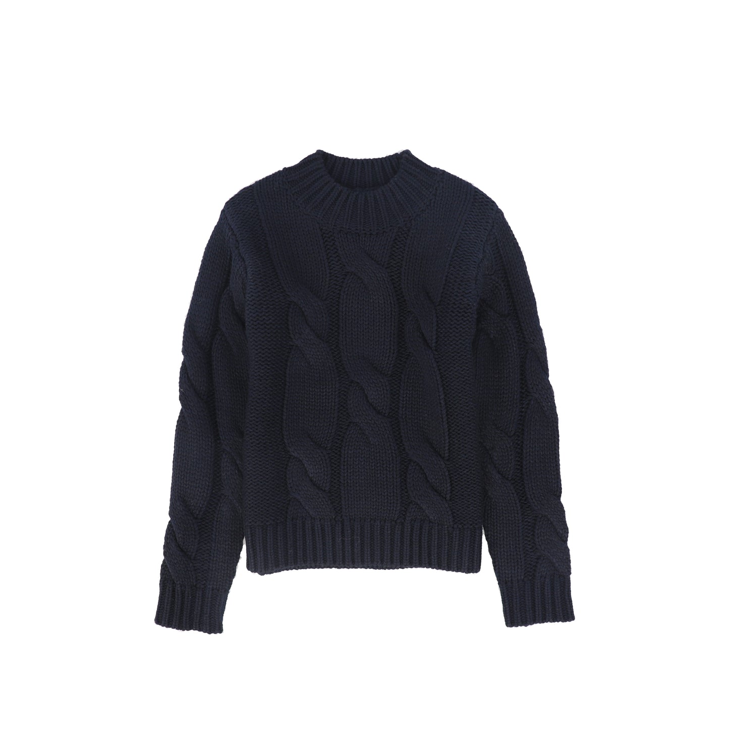 LE BOURDON NAVY CABLE KNIT CHUNKY SWEATER