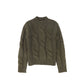 LE BOURDON OLIVE CABLE KNIT CHUNKY SWEATER