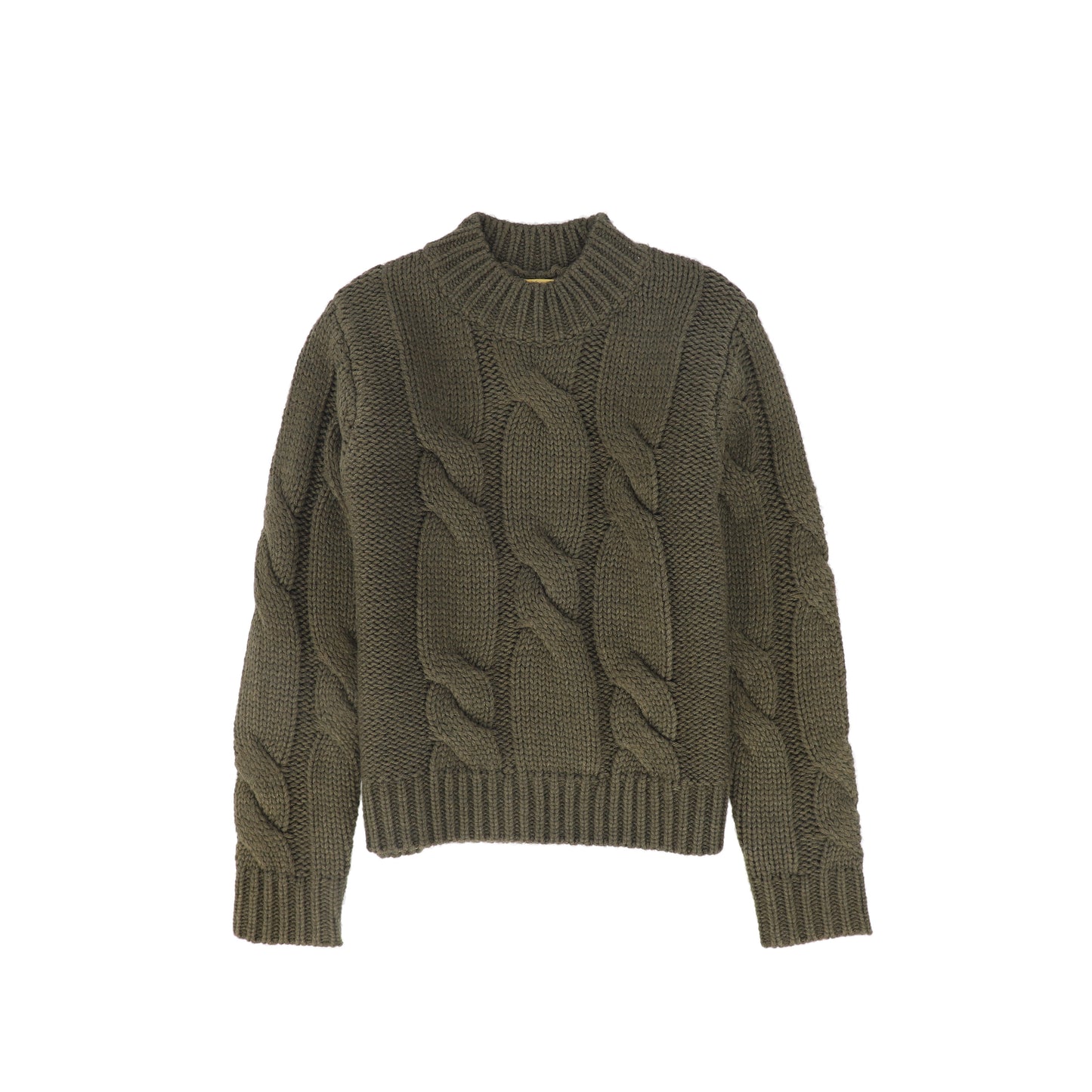 LE BOURDON OLIVE CABLE KNIT CHUNKY SWEATER