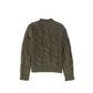 LE BOURDON OLIVE CABLE KNIT CHUNKY SWEATER