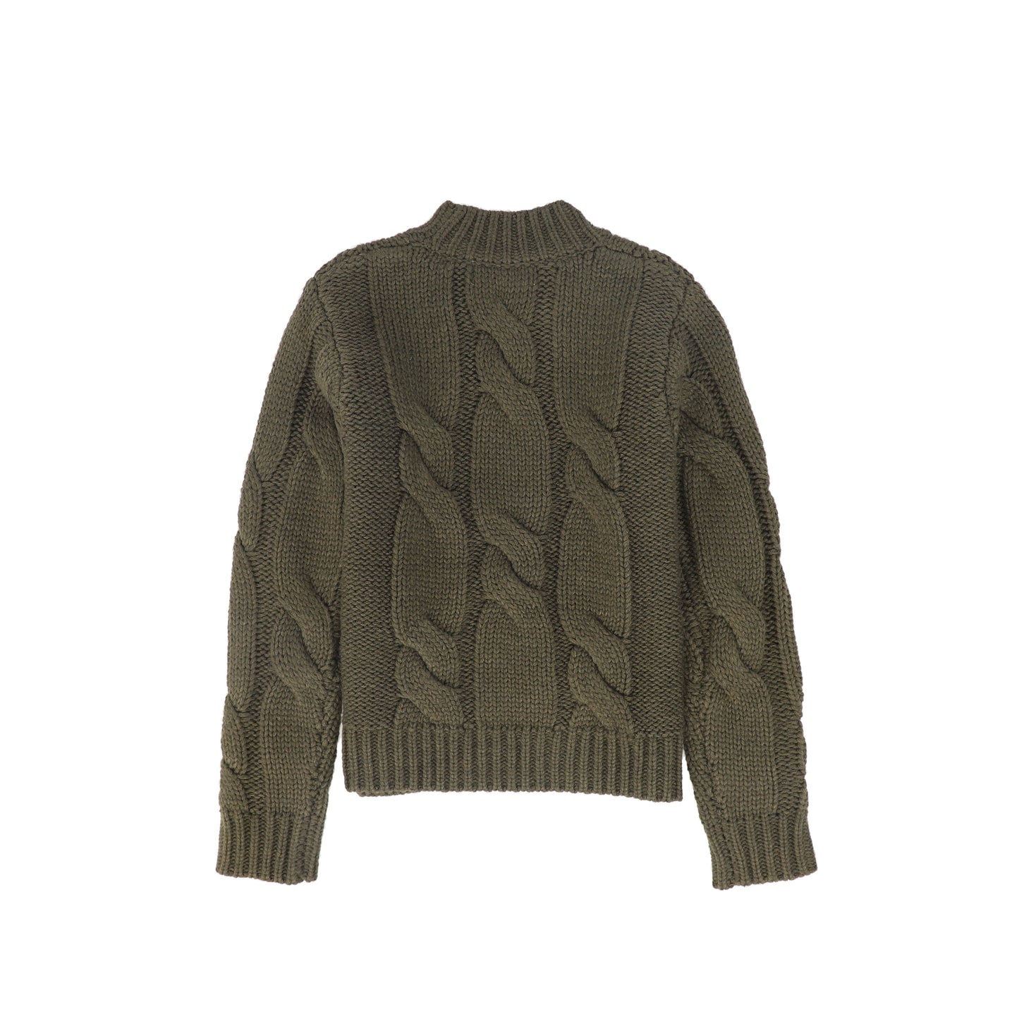 LE BOURDON OLIVE CABLE KNIT CHUNKY SWEATER
