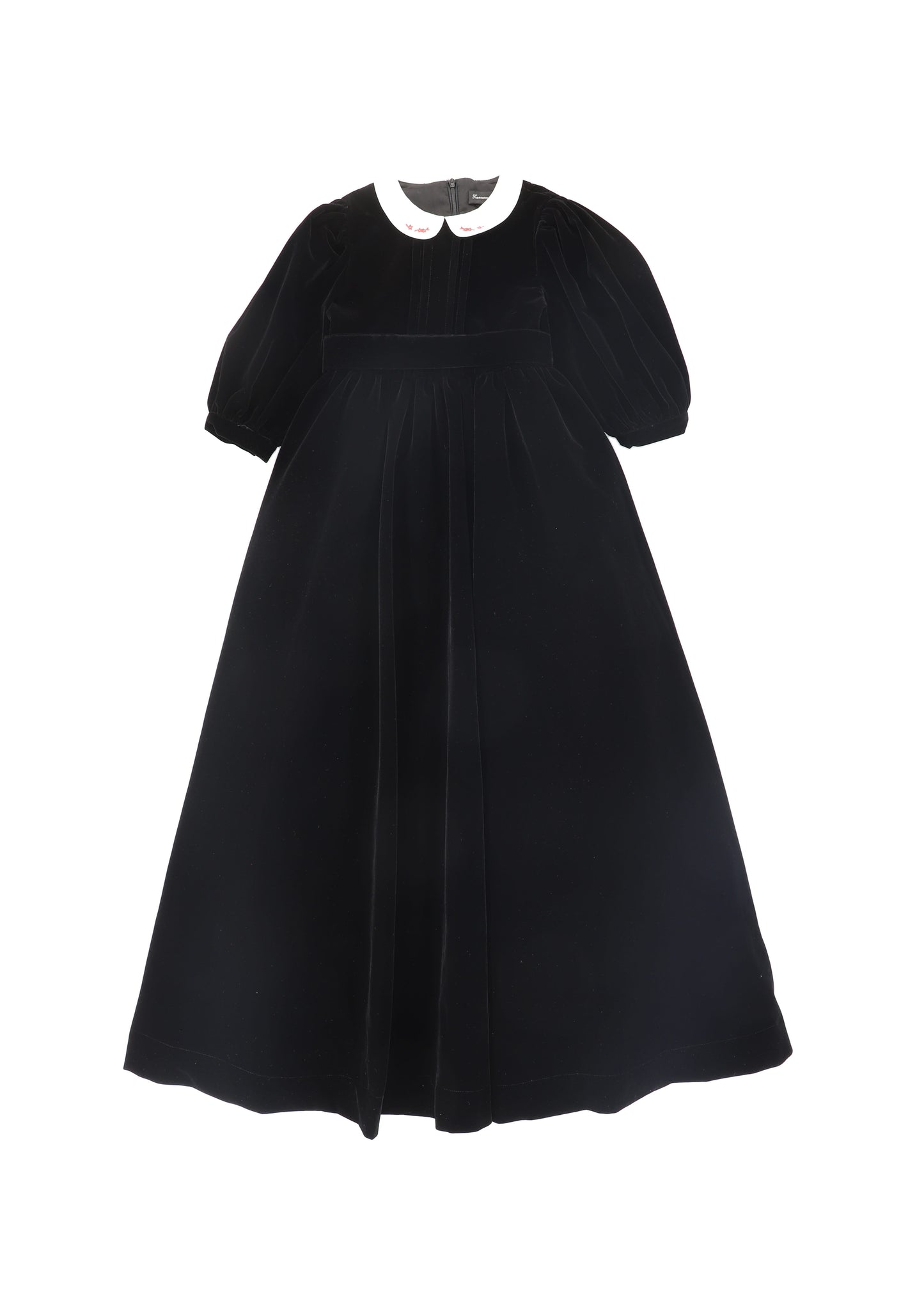 FRANCESCA GUILIANO BLACK VELVET EMBROIDERED COLLAR GOWN