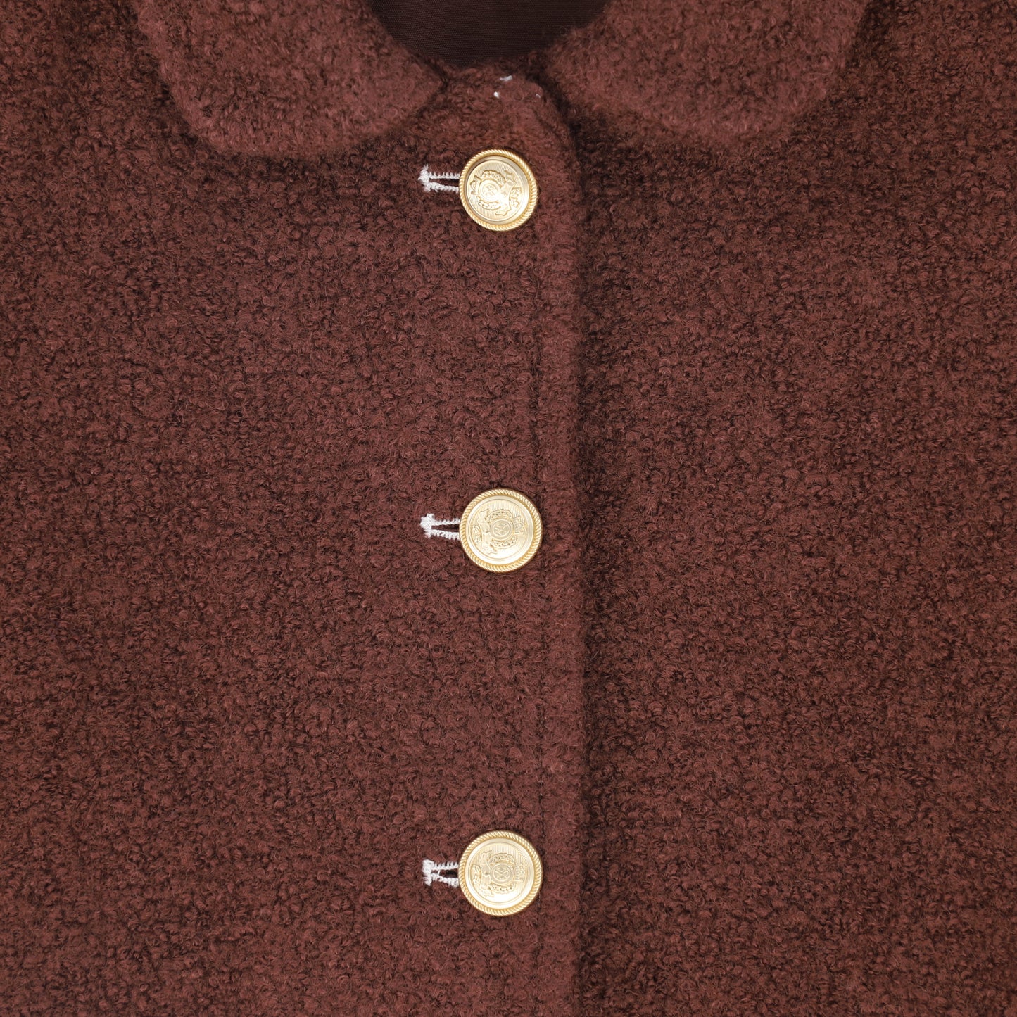 BACE COLLECTION BURGUNDY BOUCLE WOOL BUTTON DOWN DRESS